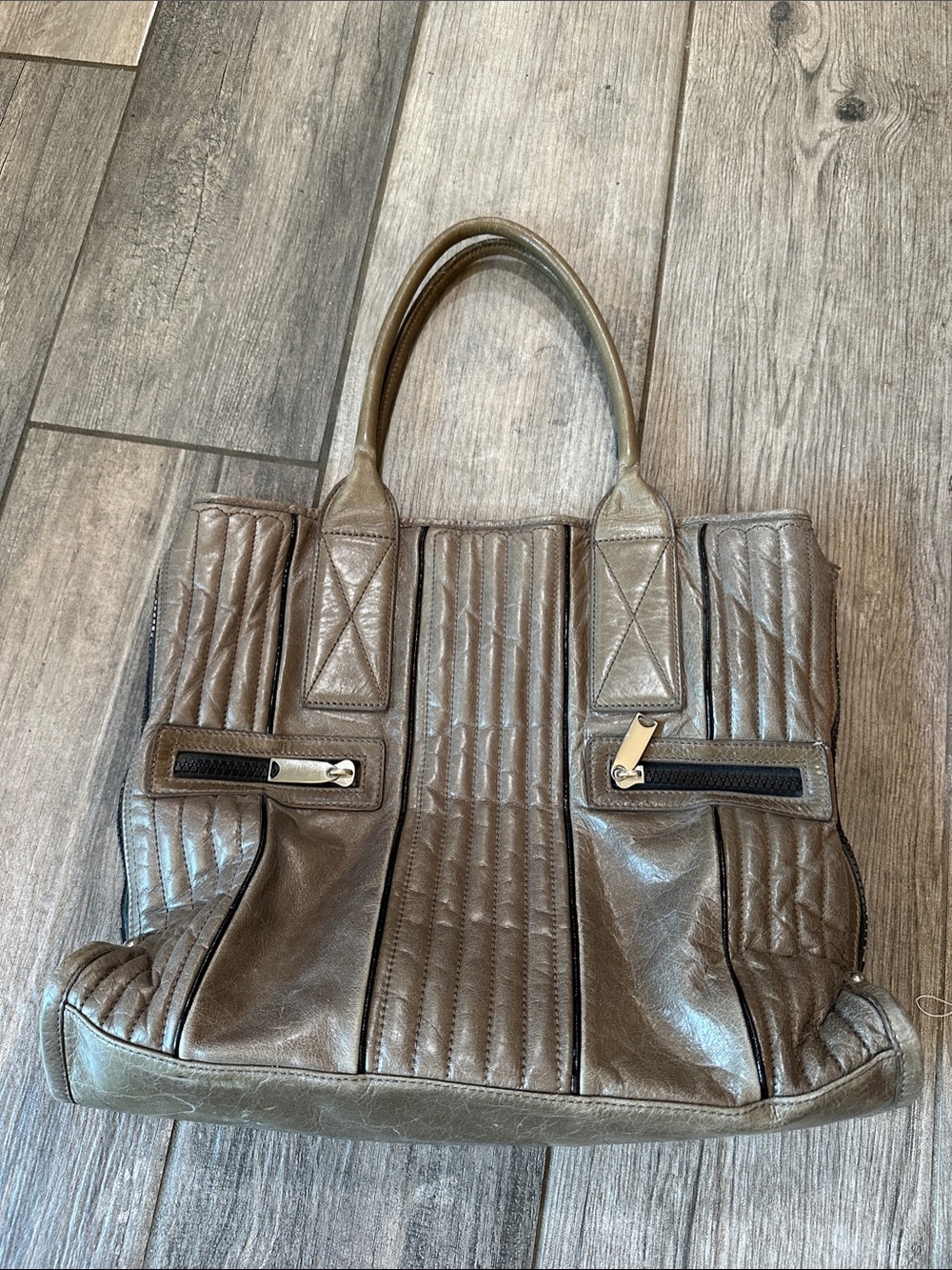 Cynthia Rowley Quilted Metallic Taupe Tote